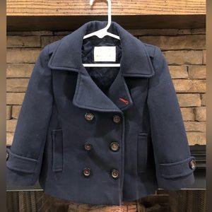 Zara Girls Navy Blue Pea Coat , toddler 2t 3T